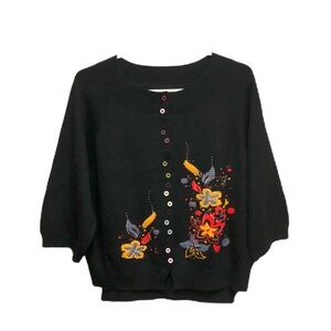 NWT Vintage Women’s Floral Cardigan Sweater Cashmere Wool Asian Inspired Granola